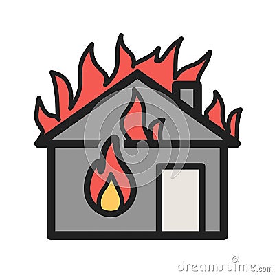 Fire Consuming House Vector Illustration