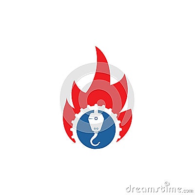 fire crane hook vector icon logo design Vector Illustration