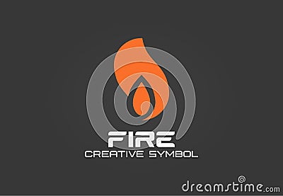 Fire creative symbol concept. Energy flame blaze abstract business logo. Flash gas ignite, smoke hot air shape, black Vector Illustration