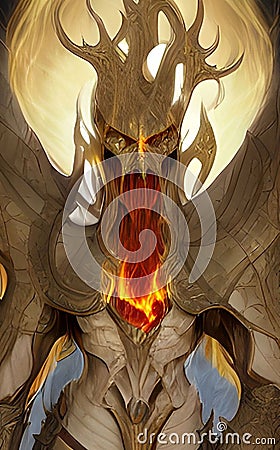 Fire daemon - digitally painted colorful artwork Stock Photo