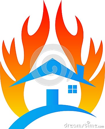 Fire damage home insurance Vector Illustration