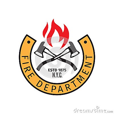 Fire department badge with axes Vector Illustration