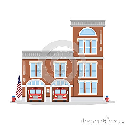 Fire department building. Vector Illustration