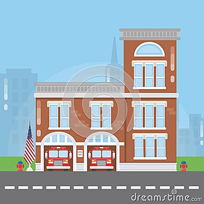 Fire department building. Vector Illustration