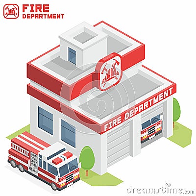 Fire Department building Vector Illustration