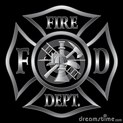 Fire Department Cross Silver Vector Illustration