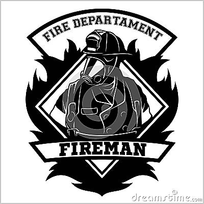 Fire department emblem - badge, logo on white background - vector illustration. Vector Illustration