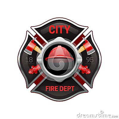 Fire Department Emblem Realistic Image Illustration Vector Illustration