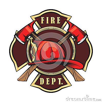 Fire Department Emblem Cartoon Illustration