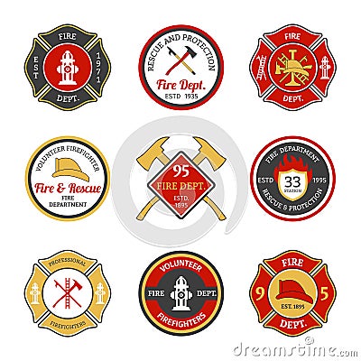 Fire department emblems Vector Illustration