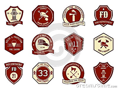 Fire department logo and badges Vector Illustration