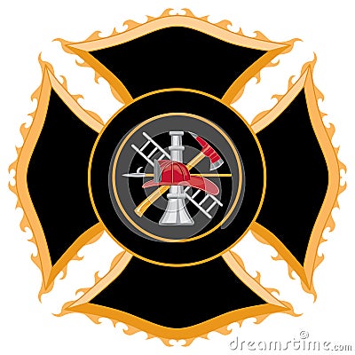 Fire Department Maltese Cross Symbol Vector Illustration
