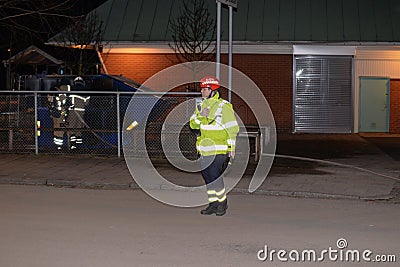 Fire department putting out arson Editorial Stock Photo