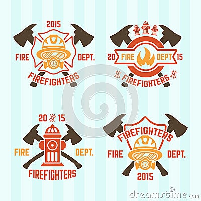 Fire department vector colored emblems Vector Illustration