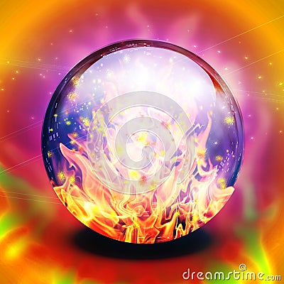 Flaming sphere Stock Photo