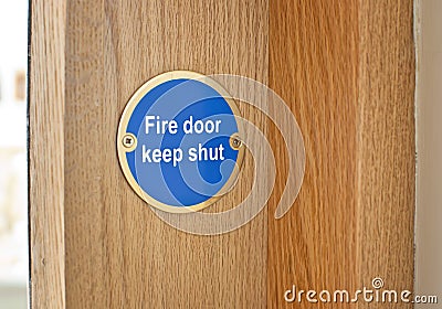 Fire door sign Stock Photo