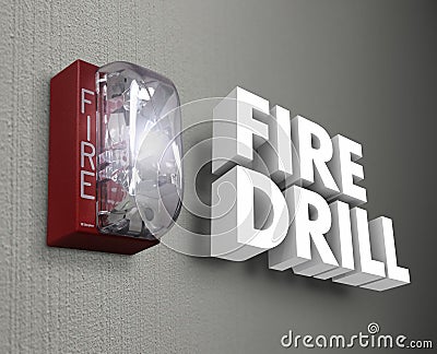 Fire Drill Alarm Emergency 3d Words Stock Photo