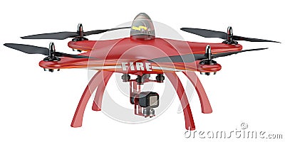 Fire Drone quadrocopter Stock Photo