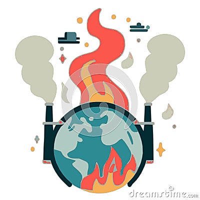 Fire Earth chimneys smoke vector graphics Stock Photo