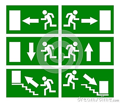Fire emergency exit sign Vector Illustration