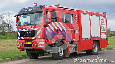 Fire engine of the Dutch Fire Brigade Editorial Stock Photo