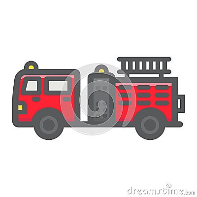 Fire Engine filled outline icon, transport vehicle Vector Illustration