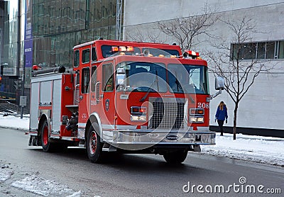 Fire engine service de securite incendie de Montreal the SIM Editorial Stock Photo