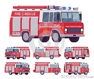 Fire engine set Vector Illustration