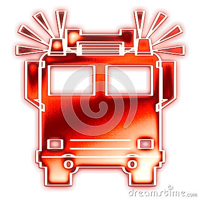 Fire engine with sirens Cartoon Illustration