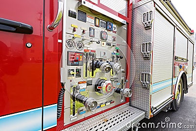 Fire engines equipment close shot Editorial Stock Photo
