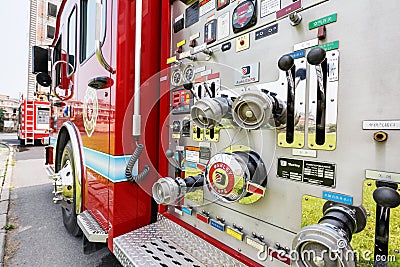 Fire engines equipment close shot Editorial Stock Photo