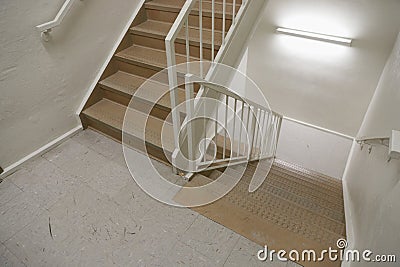 Fire escape stairwell used to safely evacuate people Stock Photo