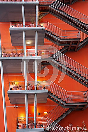 Fire escapes Stock Photo