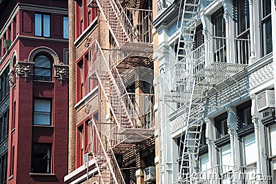 Fire escapes, NYC Editorial Stock Photo