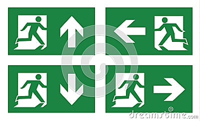 Fire exit icon set Vector Illustration