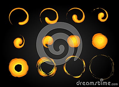Fire explosion special effect fx animation frames sprite sheet. Vortex fire and thunder power explosion frames for flash animation Stock Photo