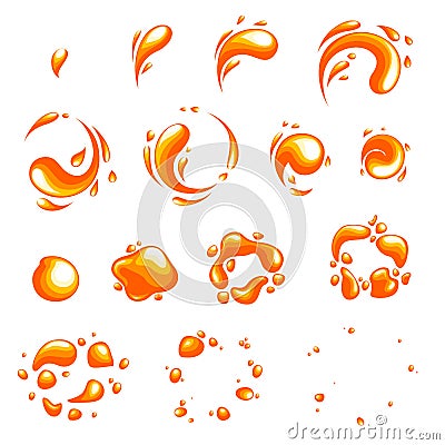 Fire explosion special effect fx animation frames sprite sheet. Vortex fire and thunder power explosion frames for flash animation Stock Photo