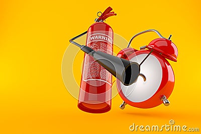 Fire extinguisher with alarm clock Stock Photo