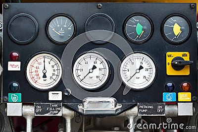 Fire extinguisher control system gauge. Stock Photo