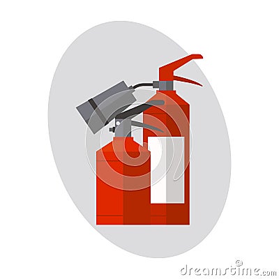 Fire extinguisher danger protection security help equipment pressure flammable vector illustration. Vector Illustration