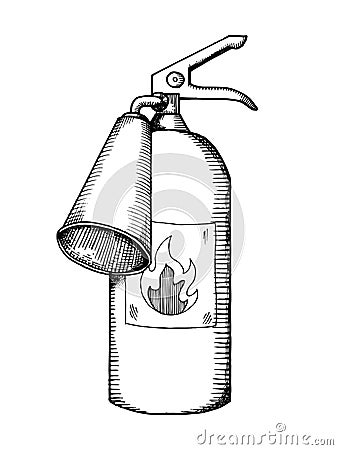 Fire extinguisher engraving vector illustration Vector Illustration