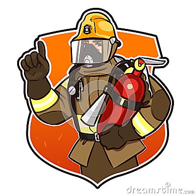 With the fire extinguisher Vector Illustration