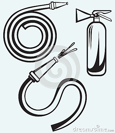 Fire extinguisher and firehose Vector Illustration