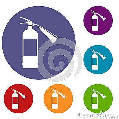 Fire extinguisher icons set Vector Illustration