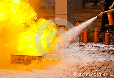 Fire Extinguisher Training Stock Photo