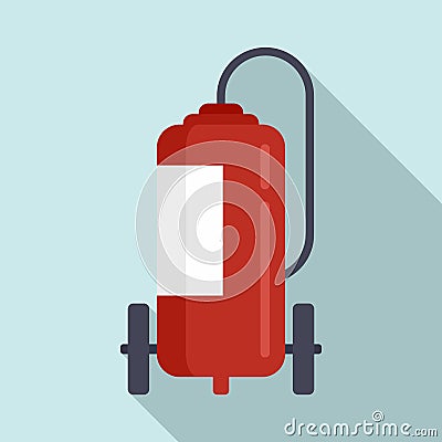 Fire extinguisher wheels icon, flat style Vector Illustration