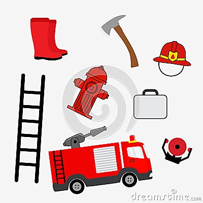 Fire extinguishers, vector cartoon illustration Vector Illustration