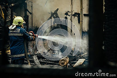 Fire extinguishing in Bulgaria Editorial Stock Photo