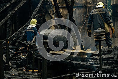 Fire extinguishing in Bulgaria Editorial Stock Photo