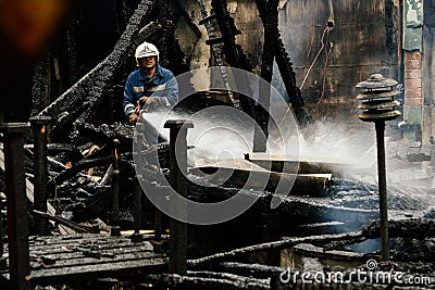 Fire extinguishing in Bulgaria Editorial Stock Photo